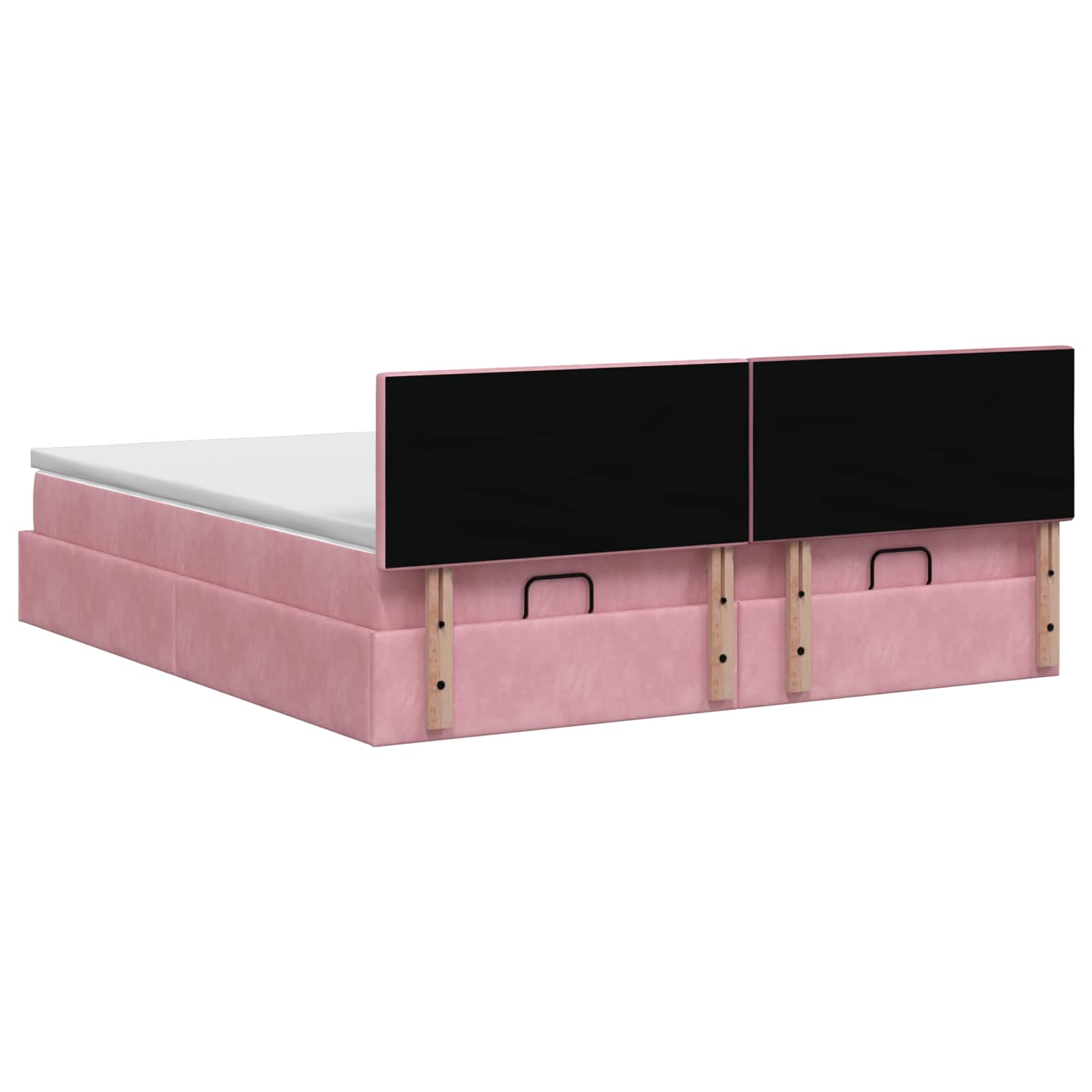 Letto Ottomano con Materasso e LED Rosa 160 x 200 cm Velluto | homemem39