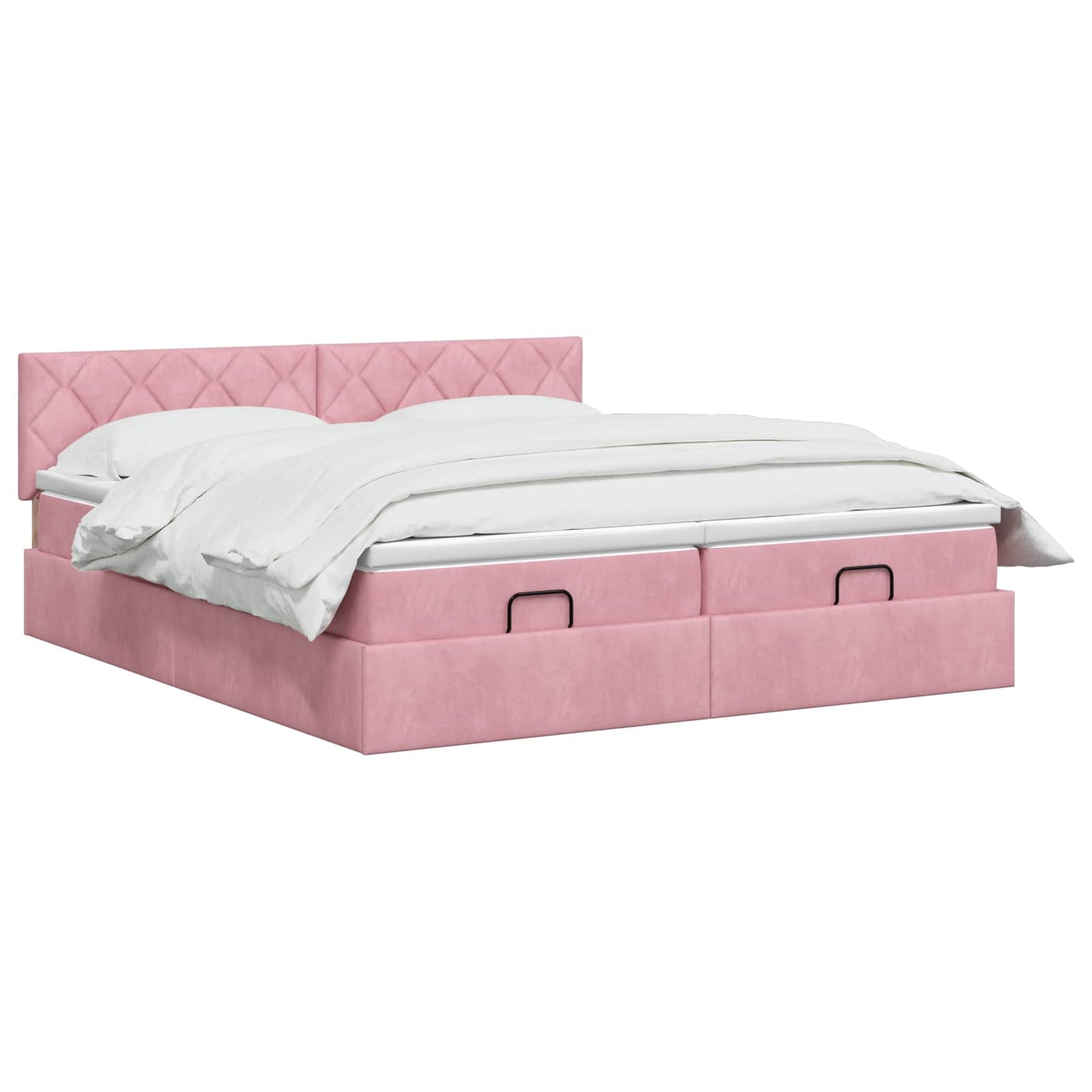 Letto Ottomano con Materasso e LED Rosa 160 x 200 cm Velluto | homemem39
