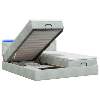 Letto Ottomano con Materasso e LED Grigio Chiaro 180 x 200 cm | homemem39