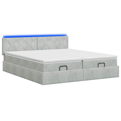Letto Ottomano con Materasso e LED Grigio Chiaro 180 x 200 cm | homemem39