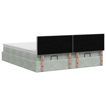 Letto Ottomano con Materasso e LED Grigio Chiaro 180 x 200 cm | homemem39
