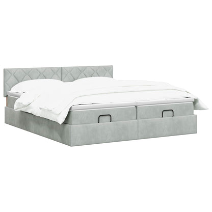 Letto Ottomano con Materasso e LED Grigio Chiaro 180 x 200 cm | homemem39