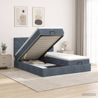 Letto ottomano con materasso 2 pz Grigio Scuro Velluto
