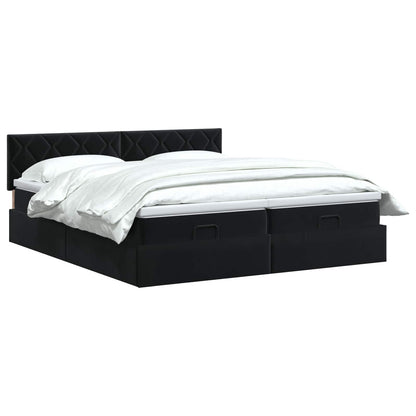 Letto Ottomano con Materasso e LED Nero 180 x 200 cm Velluto | homemem39