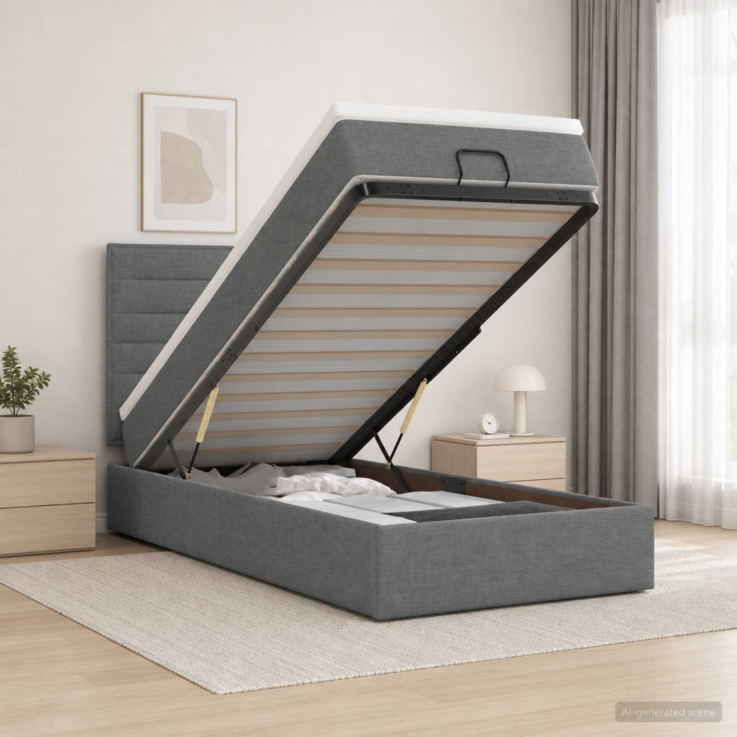 Letto Ottomano con Materasso e LED Grigio Scuro 80 x 200 cm