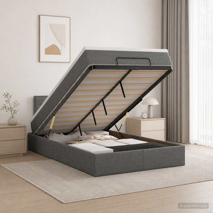 Letto Ottomano con Materasso e LED Grigio Scuro 120 x 200 cm
