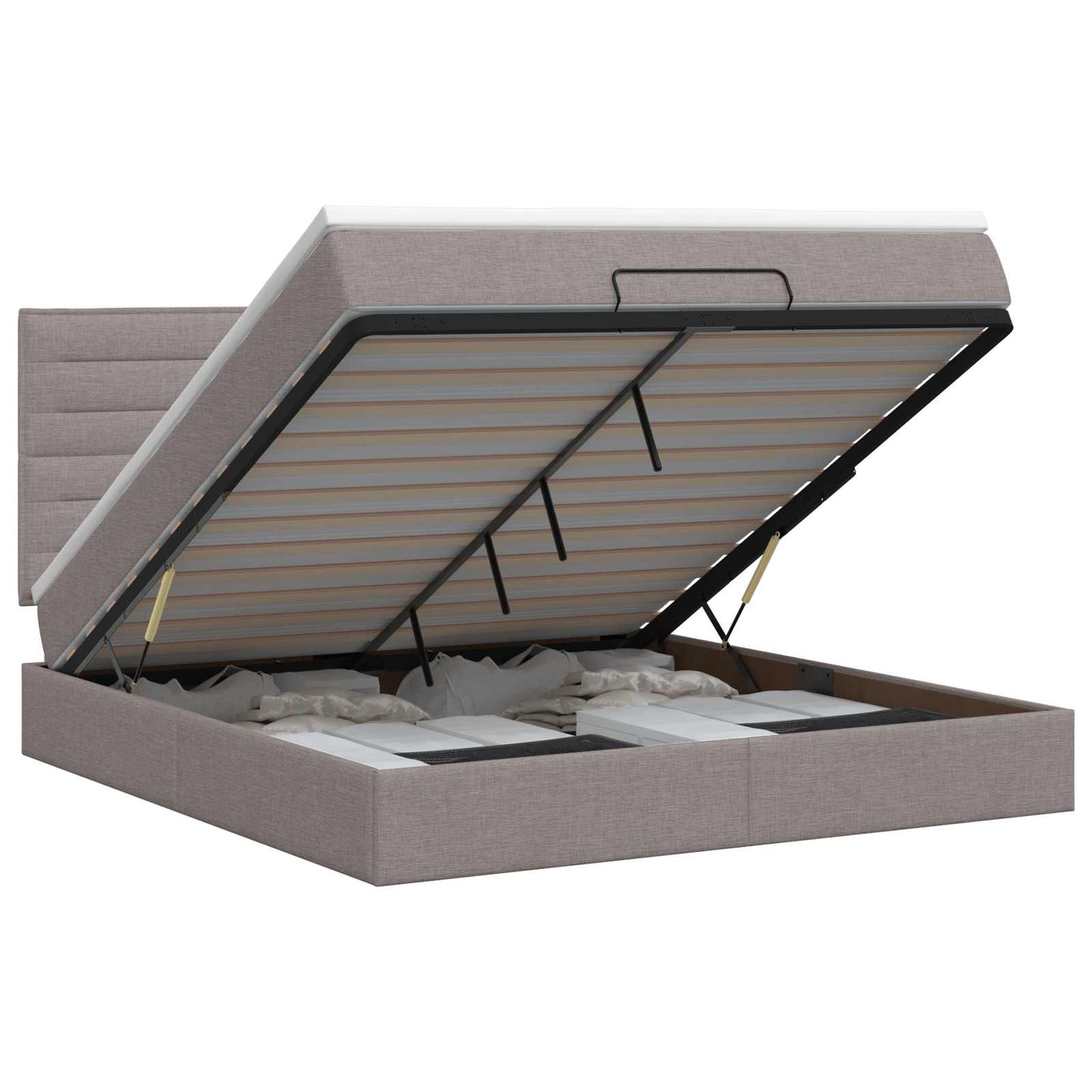 Letto ottomano con materasso Tortora 140 x 200 cm Tessuto | homemem39