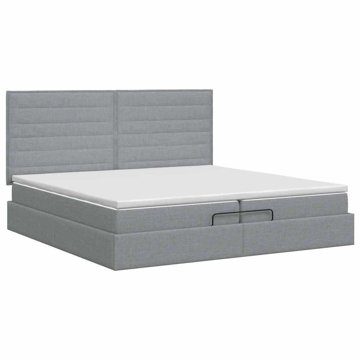Letto ottomano con materasso Grigio Chiaro 200 x 200 cm Tessuto