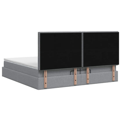 Letto ottomano con materasso Grigio Chiaro 200 x 200 cm Tessuto
