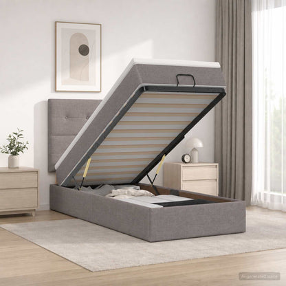 Letto ottomano con materasso Tortora 100 x 200 cm Tessuto | homemem39