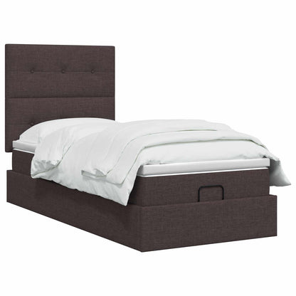 Letto ottomano con materasso Marrone Scuro 100 x 200 cm Tessuto | homemem39