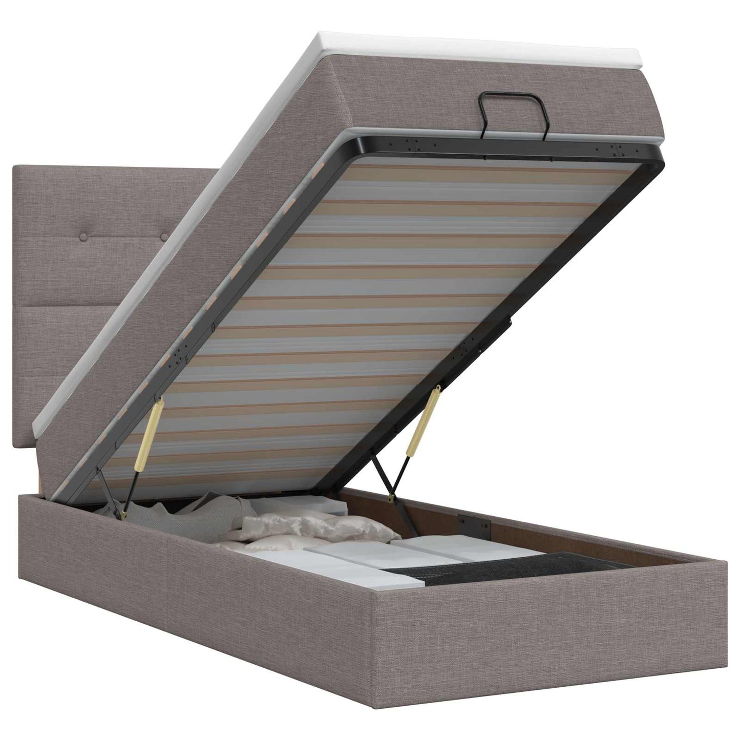Letto ottomano con materasso Tortora 100 x 200 cm Tessuto | homemem39