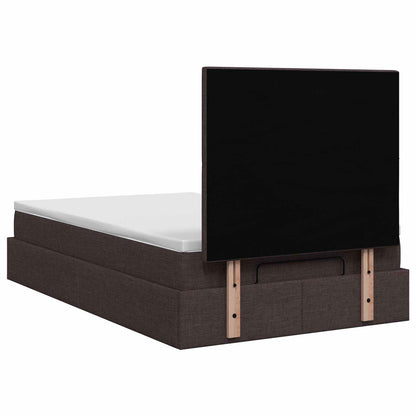 Letto ottomano con materasso Marrone Scuro 120 x 190 cm Tessuto | homemem39