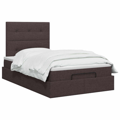 Letto ottomano con materasso Marrone Scuro 120 x 190 cm Tessuto | homemem39