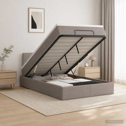 Letto ottomano con materasso Tortora 120 x 200 cm Tessuto | homemem39