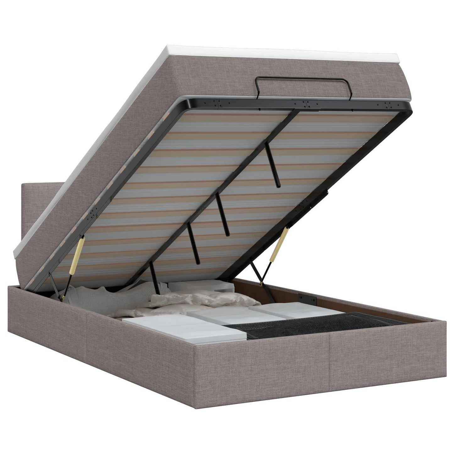Letto ottomano con materasso Tortora 120 x 200 cm Tessuto | homemem39
