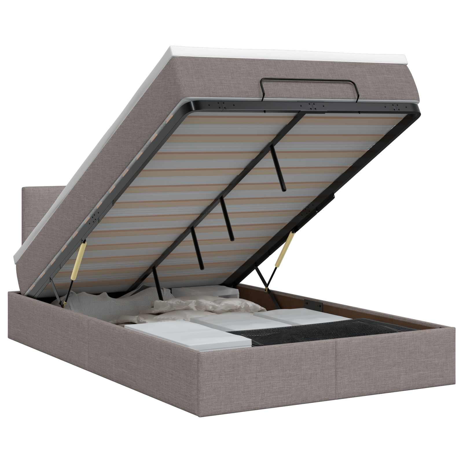 Letto ottomano con materasso Tortora 120 x 200 cm Tessuto | homemem39