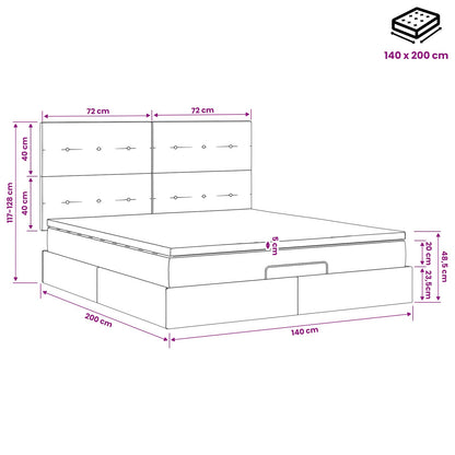 Letto ottomano con materasso Marrone Scuro 140 x 200 cm Tessuto | homemem39