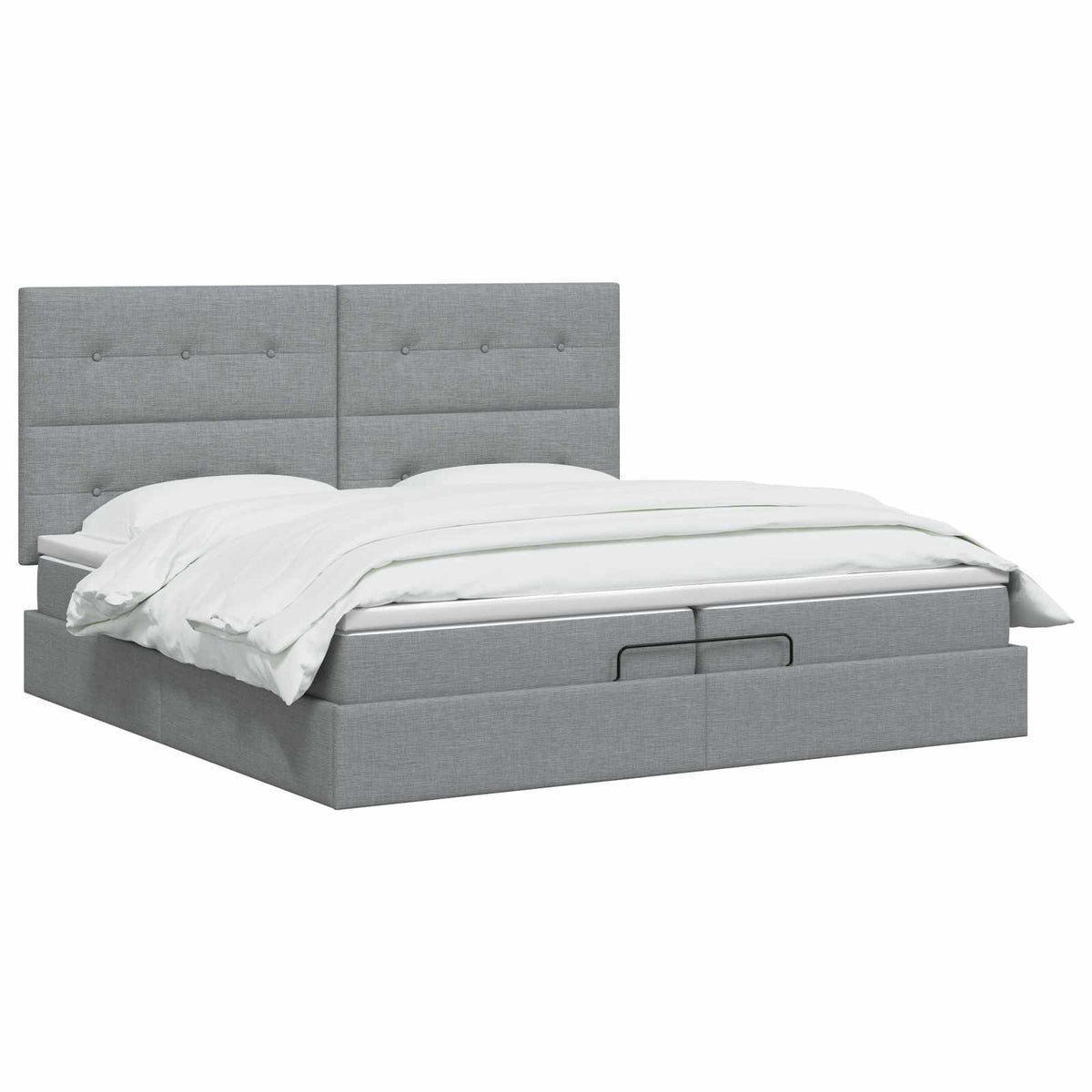 Letto ottomano con materasso Grigio Chiaro 200 x 200 cm Tessuto | homemem39