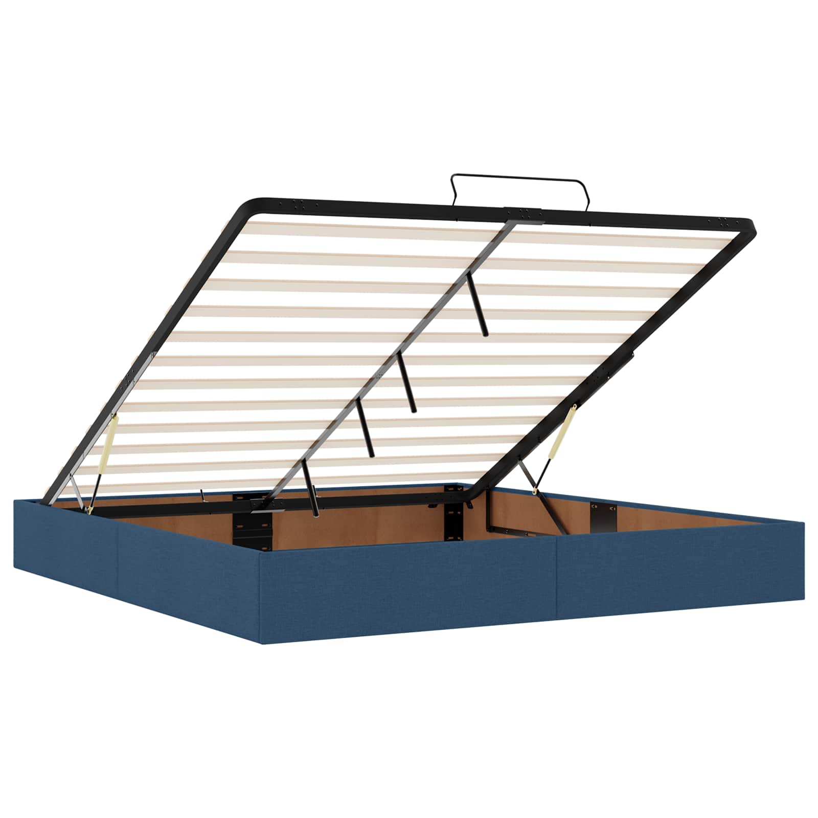 Letto ottomano con materasso Blu 200 x 200 cm Tessuto | homemem39
