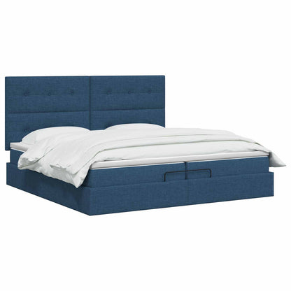 Letto ottomano con materasso Blu 200 x 200 cm Tessuto | homemem39