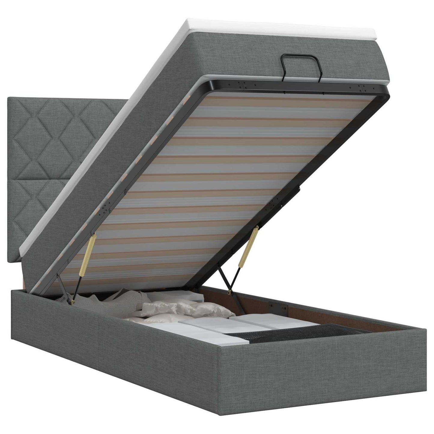 Letto ottomano con materasso Grigio Scuro 80 x 200 cm Tessuto | homemem39