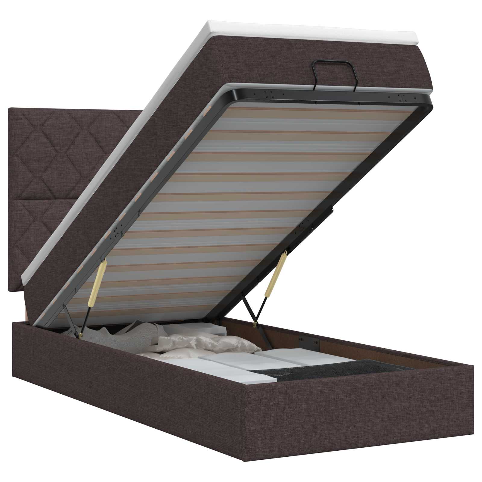 Letto ottomano con materasso Marrone Scuro 80 x 200 cm Tessuto | homemem39