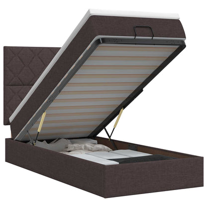 Letto ottomano con materasso Marrone Scuro 80 x 200 cm Tessuto | homemem39
