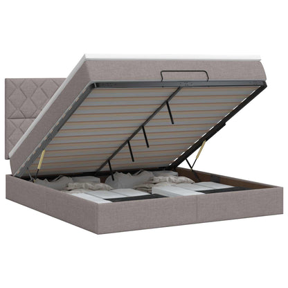Letto ottomano con materasso Tortora 140 x 190 cm Tessuto | homemem39