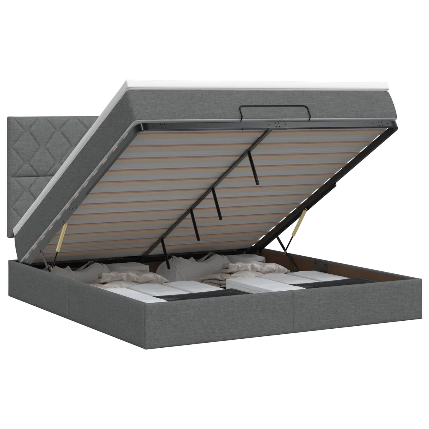 Letto ottomano con materasso Grigio Scuro 140 x 200 cm Tessuto | homemem39