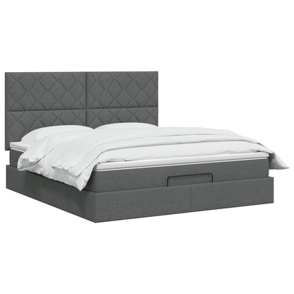Letto ottomano con materasso Grigio Scuro 140 x 200 cm Tessuto | homemem39