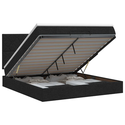 Letto ottomano con materasso Nero 140 x 200 cm Tessuto | homemem39