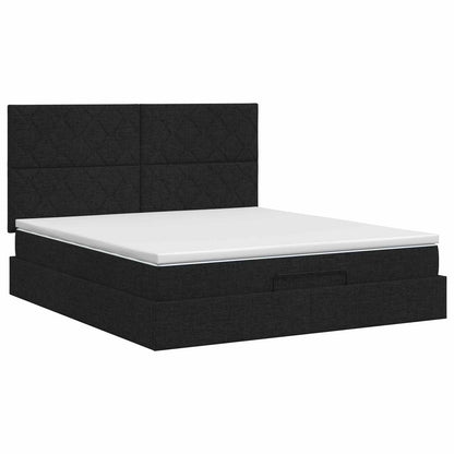Letto ottomano con materasso Nero 140 x 200 cm Tessuto | homemem39