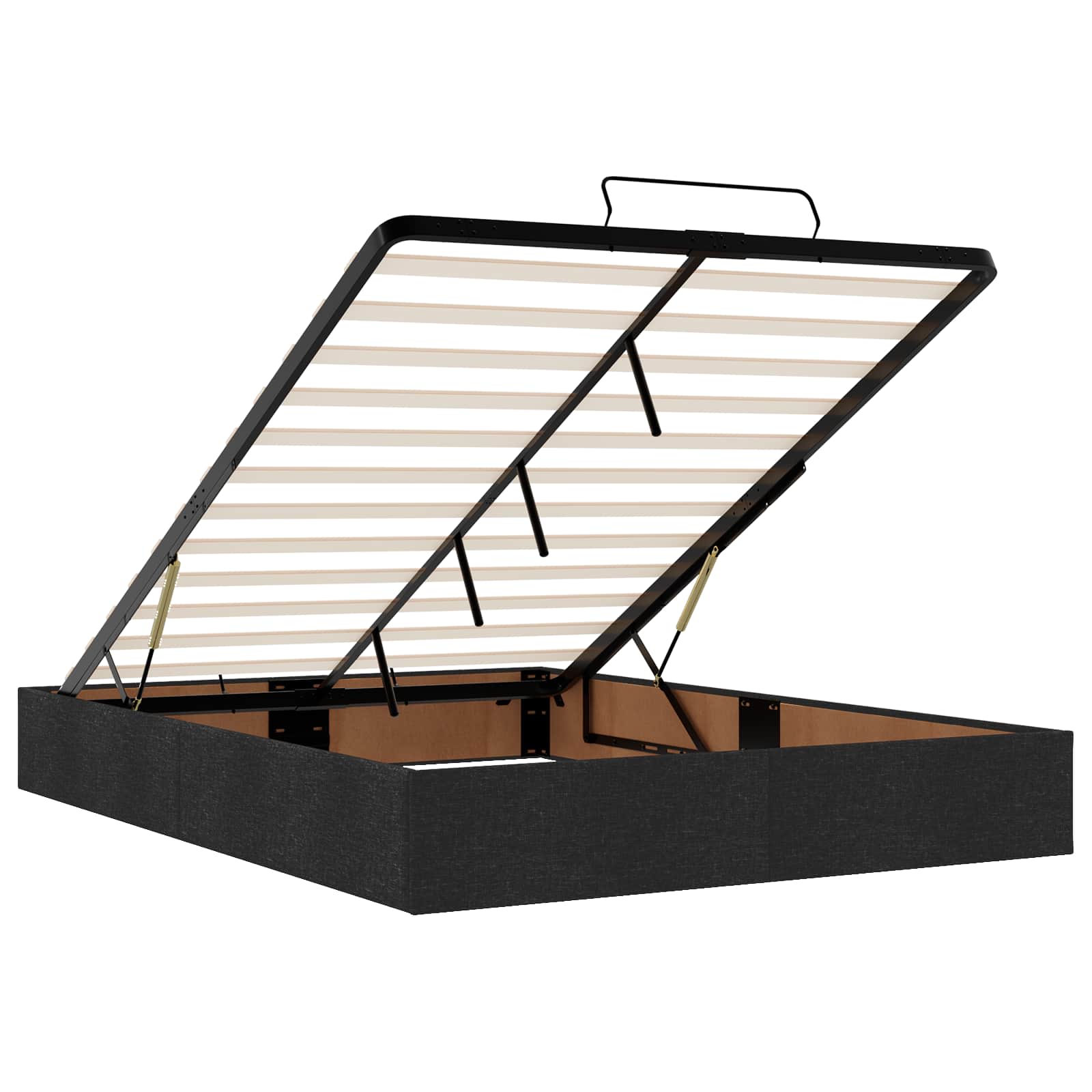 Letto ottomano con materasso Nero 140 x 200 cm Tessuto | homemem39