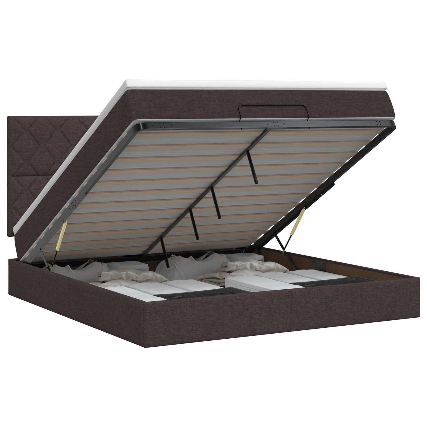Letto ottomano con materasso Marrone Scuro 140 x 200 cm Tessuto | homemem39