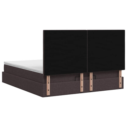 Letto ottomano con materasso Marrone Scuro 140 x 200 cm Tessuto | homemem39