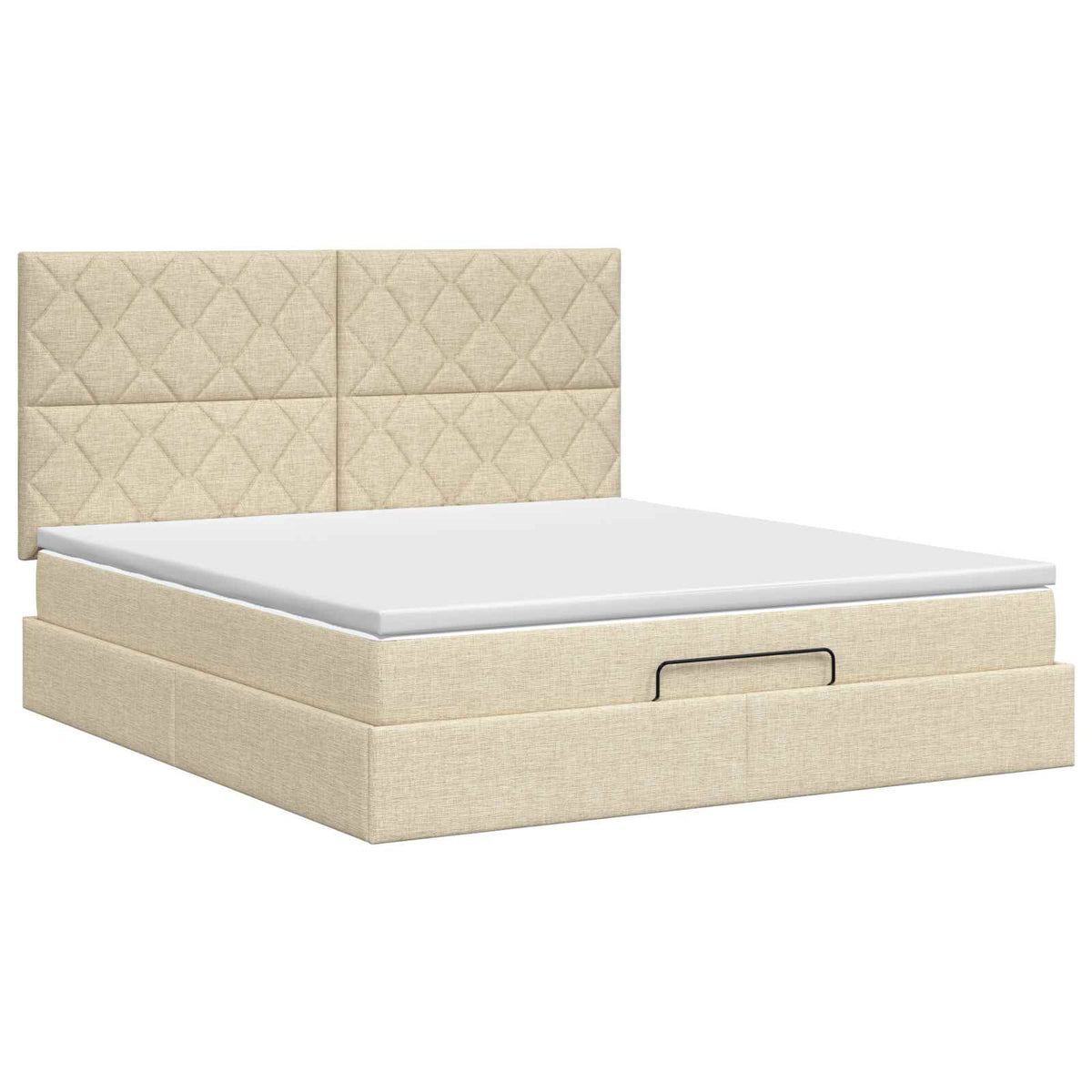 Letto ottomano con materasso Crema 160 x 200 cm Tessuto