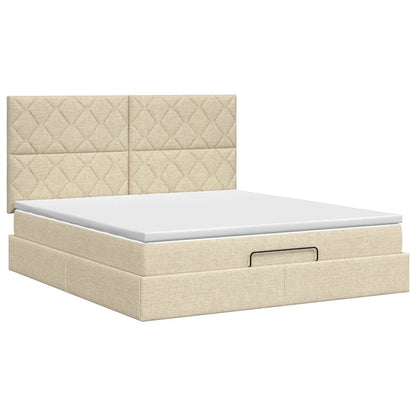 Letto ottomano con materasso Crema 160 x 200 cm Tessuto