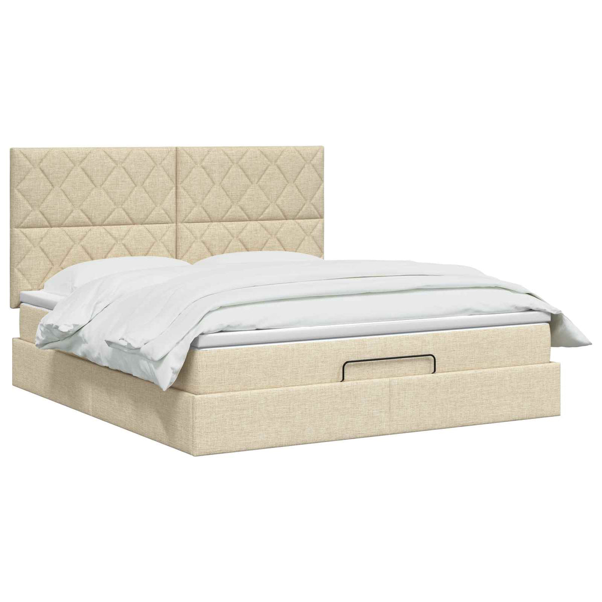 Letto ottomano con materasso Crema 160 x 200 cm Tessuto