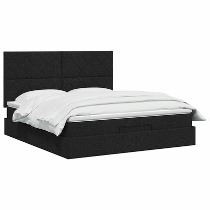 Letto ottomano con materasso Nero 180 x 200 cm Tessuto