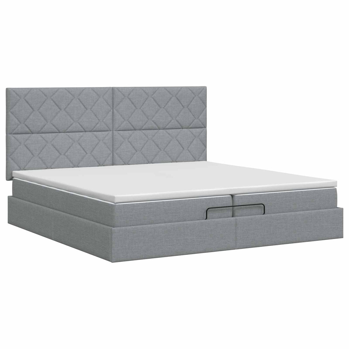 Letto ottomano con materasso Grigio Chiaro 200 x 200 cm Tessuto | homemem39