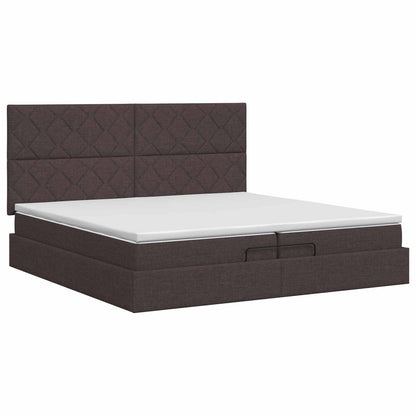 Letto ottomano con materasso Marrone Scuro 200 x 200 cm Tessuto | homemem39