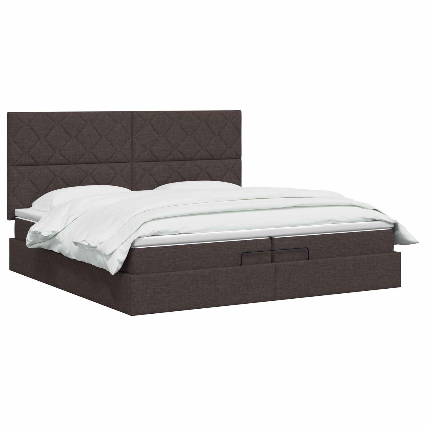 Letto ottomano con materasso Marrone Scuro 200 x 200 cm Tessuto | homemem39