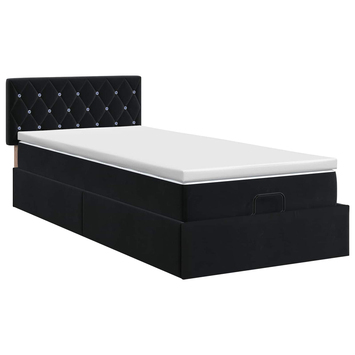 Letto ottomano con materasso Nero 90 x 200 cm Velluto | homemem39