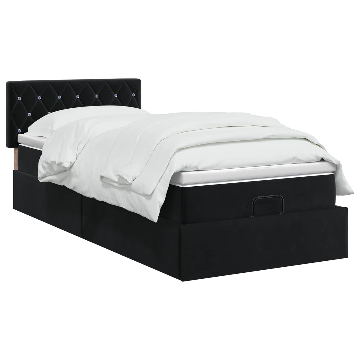 Letto ottomano con materasso Nero 90 x 200 cm Velluto | homemem39