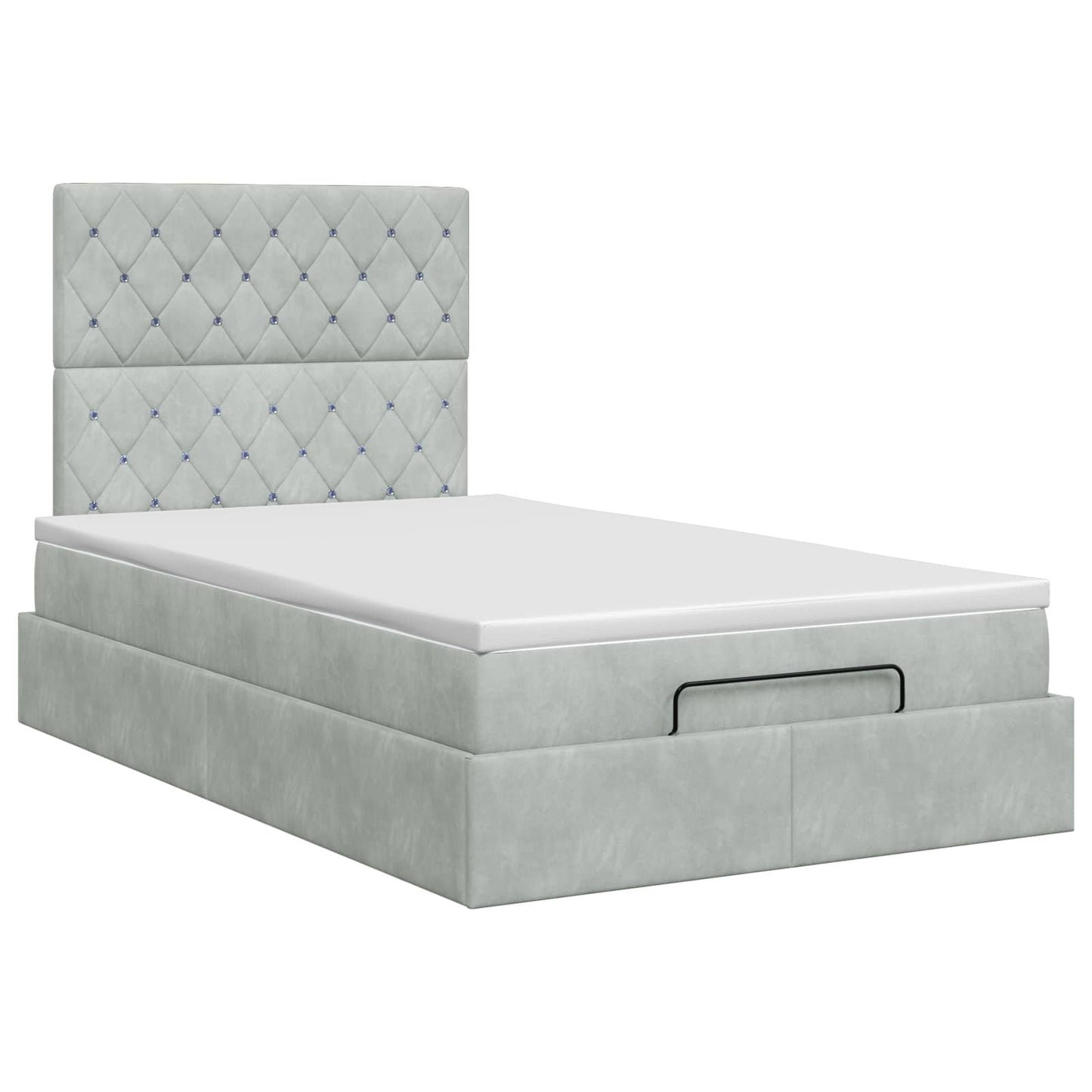 Letto ottomano con materasso Grigio Chiaro 120 x 190 cm Velluto
