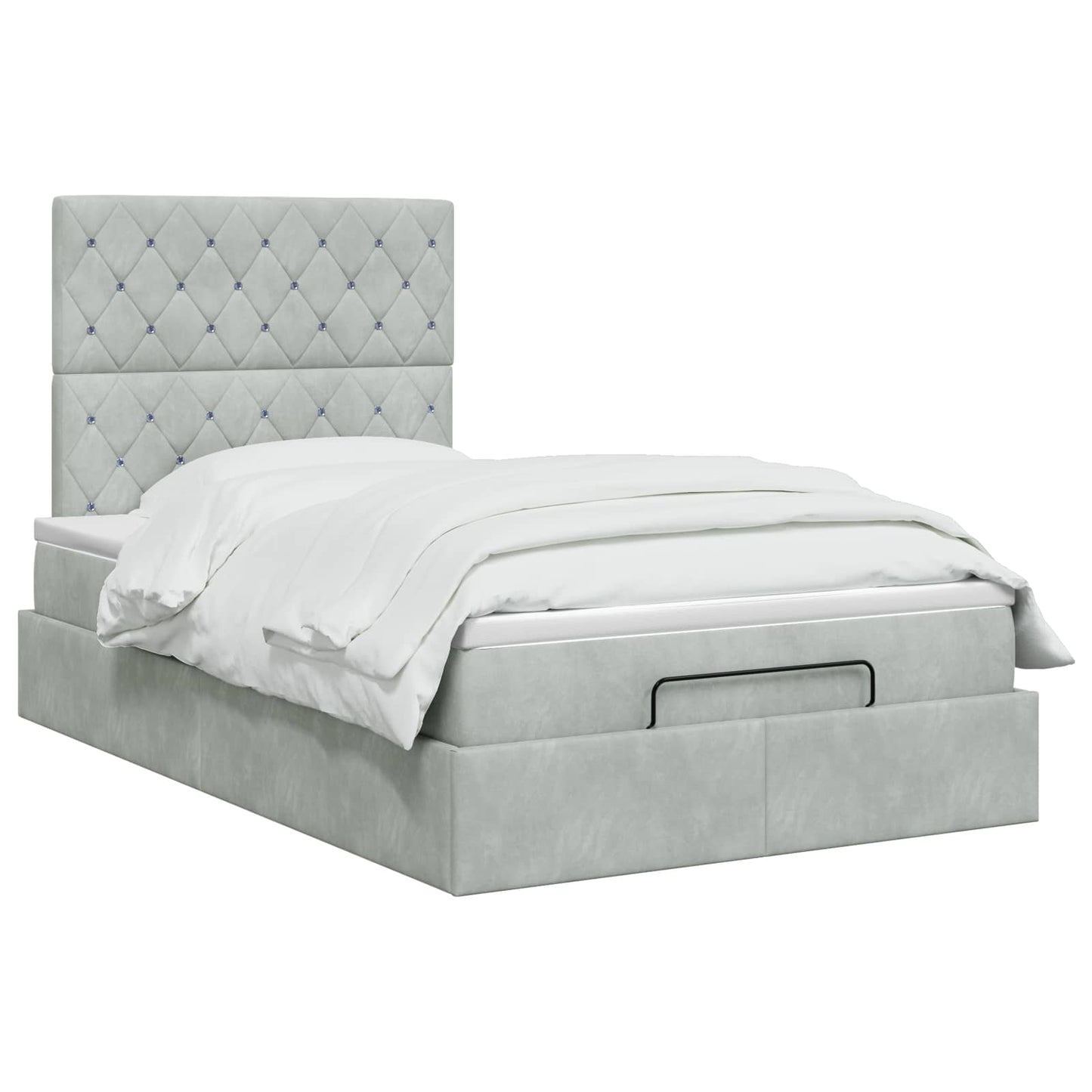 Letto ottomano con materasso Grigio Chiaro 120 x 190 cm Velluto