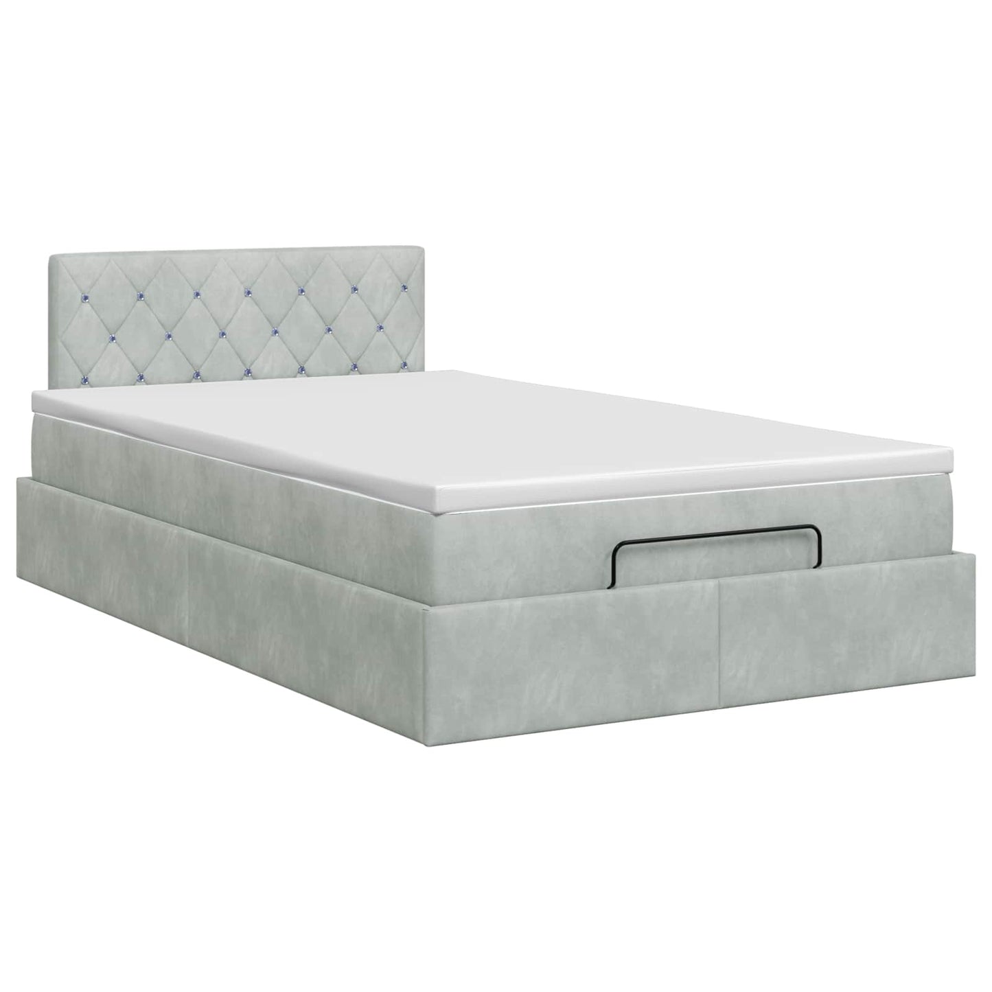 Letto ottomano con materasso Grigio Chiaro 120 x 200 cm Velluto
