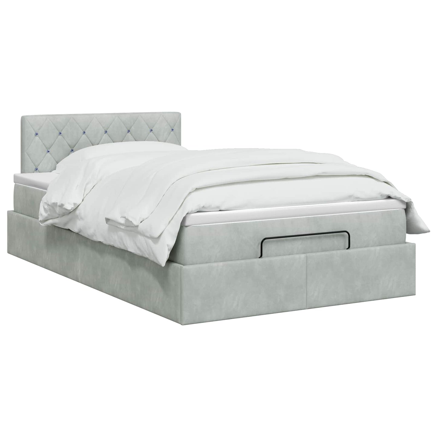 Letto ottomano con materasso Grigio Chiaro 120 x 200 cm Velluto