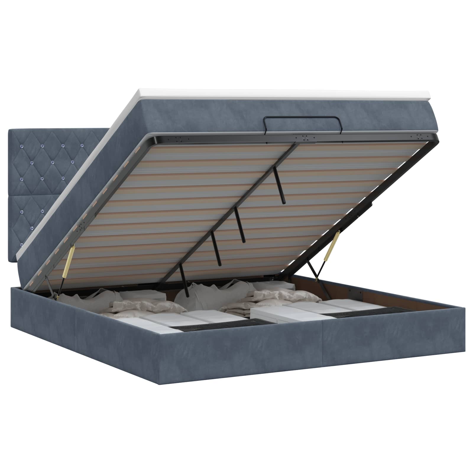 Letto ottomano con materasso Grigio Scuro 140 x 200 cm Velluto | homemem39